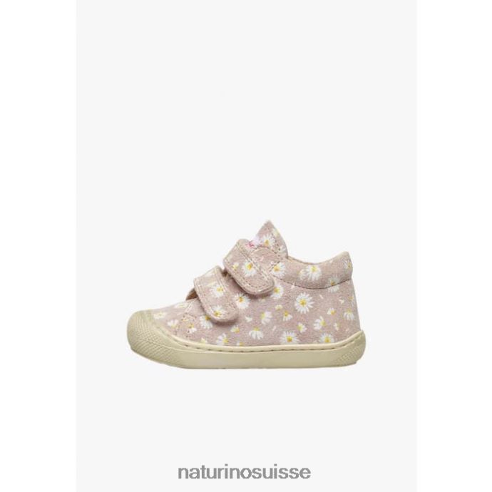 enfants cocon vl T88FLL102 Naturino chaussures premiers pas en suède imprimé marguerites rose
