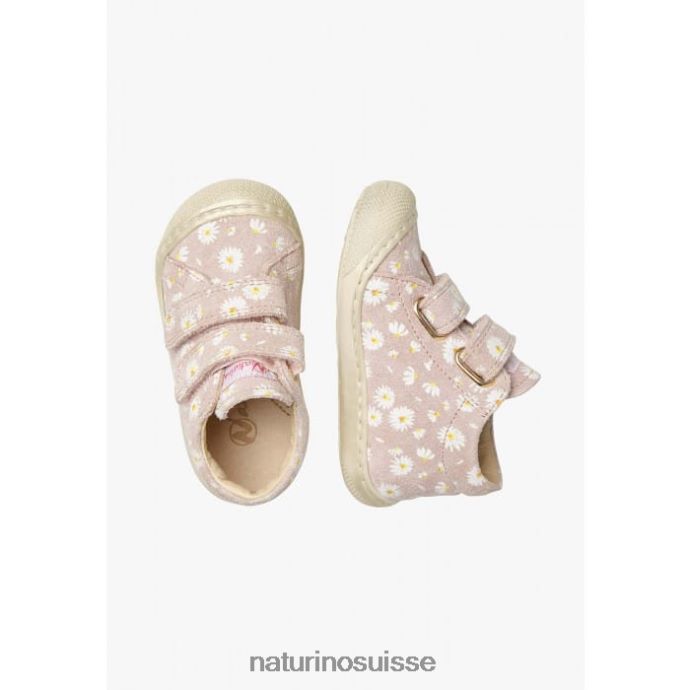 enfants cocon vl T88FLL102 Naturino chaussures premiers pas en suède imprimé marguerites rose
