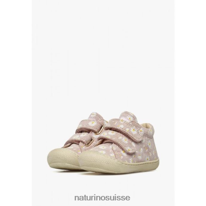 enfants cocon vl T88FLL102 Naturino chaussures premiers pas en suède imprimé marguerites rose
