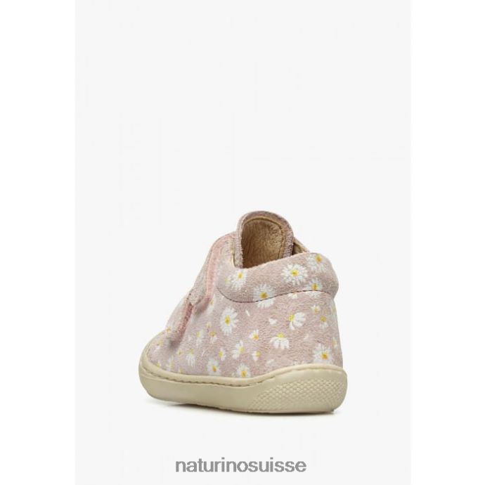 enfants cocon vl T88FLL102 Naturino chaussures premiers pas en suède imprimé marguerites rose