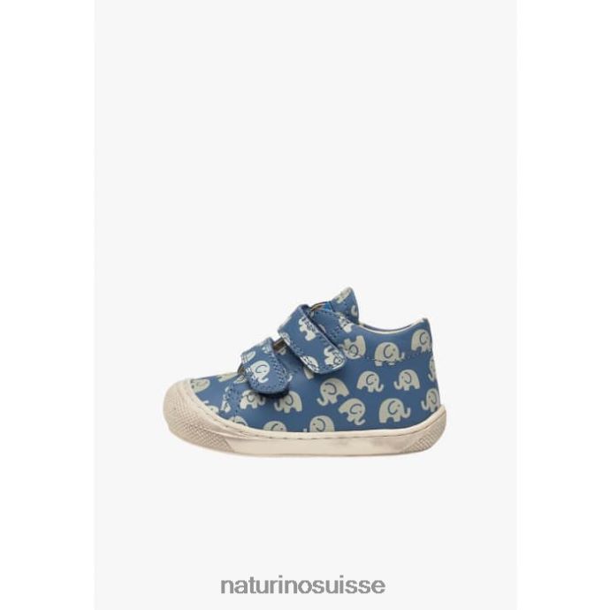 enfants cocon vl T88FLL145 Naturino chaussures premiers pas en cuir avec imprimé éléphant bleu clair