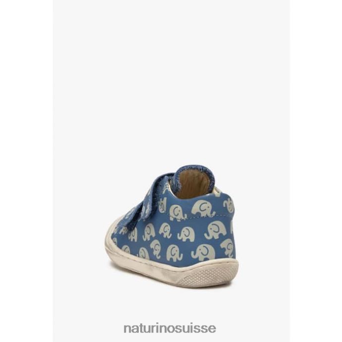 enfants cocon vl T88FLL145 Naturino chaussures premiers pas en cuir avec imprimé éléphant bleu clair