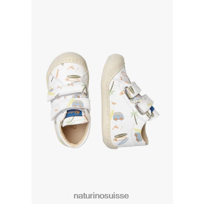 enfants cocon vl T88FLL148 Naturino chaussures premiers pas en cuir blanc