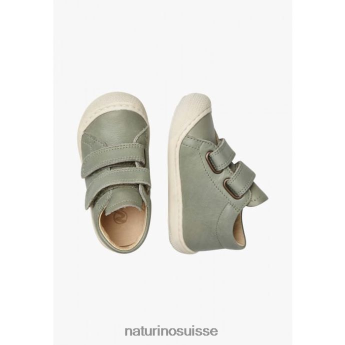 enfants cocon vl T88FLL149 Naturino chaussures premiers pas en cuir nappa vert foncé