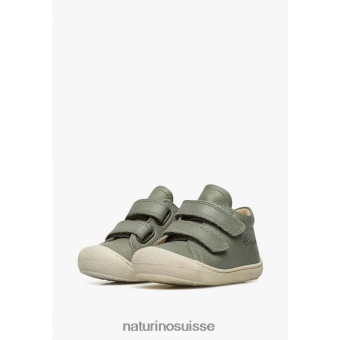enfants cocon vl T88FLL149 Naturino chaussures premiers pas en cuir nappa vert foncé
