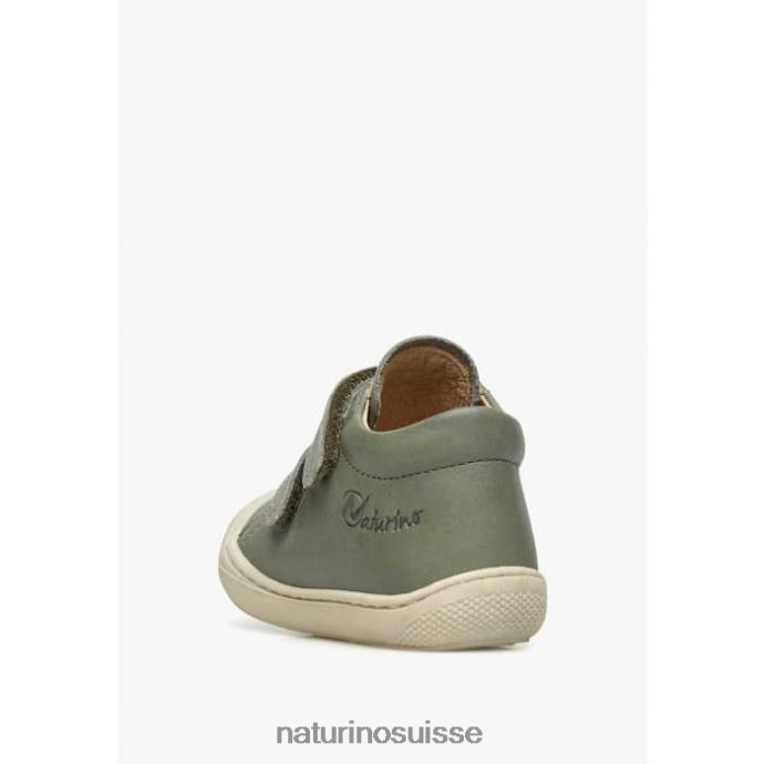 enfants cocon vl T88FLL149 Naturino chaussures premiers pas en cuir nappa vert foncé
