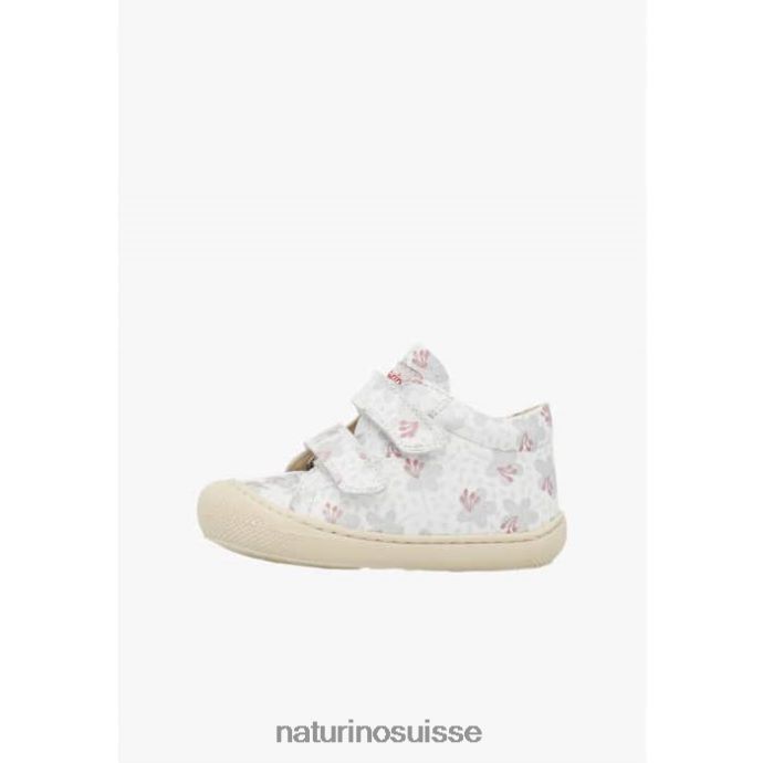 enfants cocon vl T88FLL160 Naturino chaussures premiers pas en cuir blanc-argent