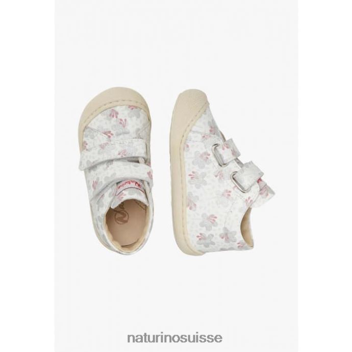 enfants cocon vl T88FLL160 Naturino chaussures premiers pas en cuir blanc-argent