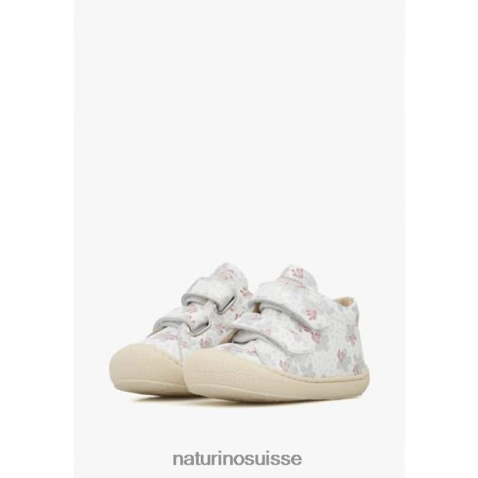 enfants cocon vl T88FLL160 Naturino chaussures premiers pas en cuir blanc-argent