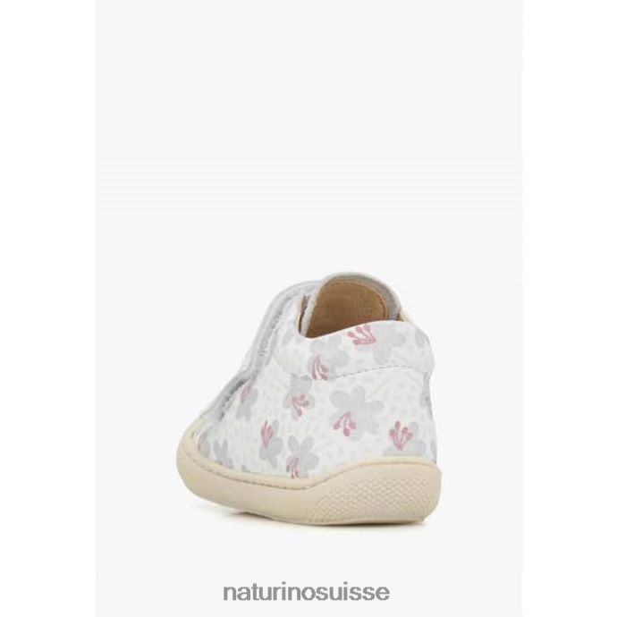 enfants cocon vl T88FLL160 Naturino chaussures premiers pas en cuir blanc-argent