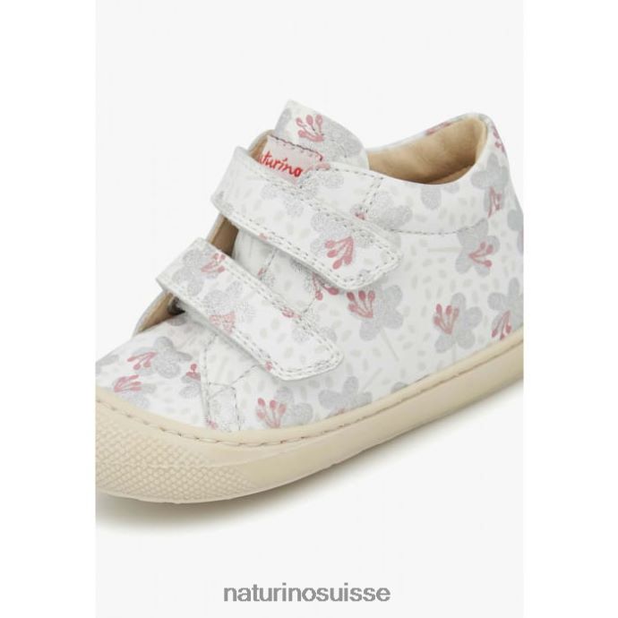 enfants cocon vl T88FLL160 Naturino chaussures premiers pas en cuir blanc-argent