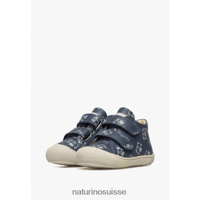 enfants cocon vl T88FLL162 Naturino chaussures pour tout-petits en cuir avec imprimé tigre marine