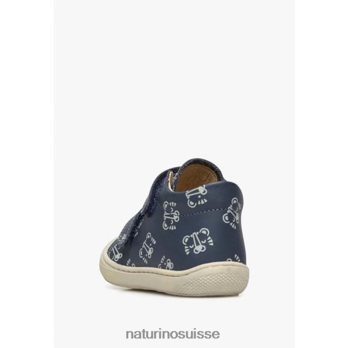 enfants cocon vl T88FLL162 Naturino chaussures pour tout-petits en cuir avec imprimé tigre marine