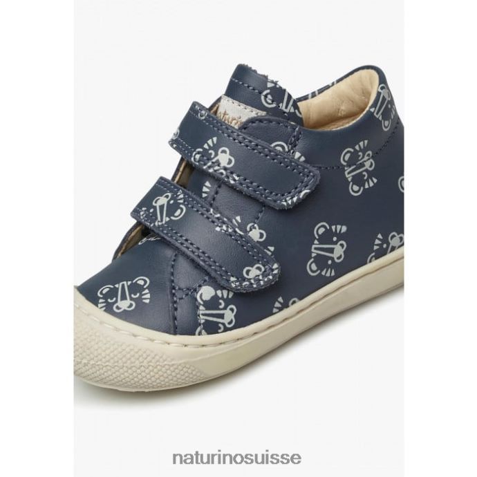 enfants cocon vl T88FLL162 Naturino chaussures pour tout-petits en cuir avec imprimé tigre marine