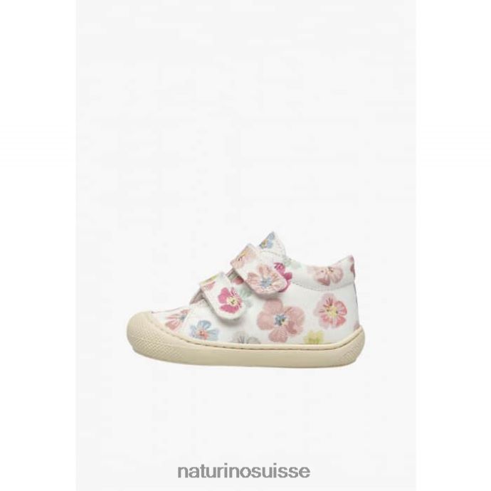 enfants cocon vl T88FLL166 Naturino chaussures premiers pas en tissu à imprimé fleuri blanc