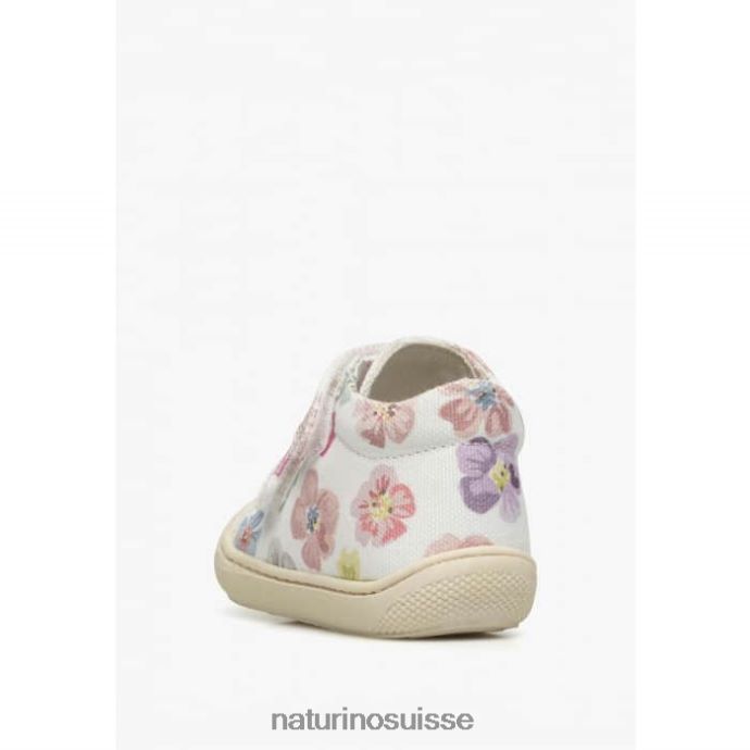 enfants cocon vl T88FLL166 Naturino chaussures premiers pas en tissu à imprimé fleuri blanc