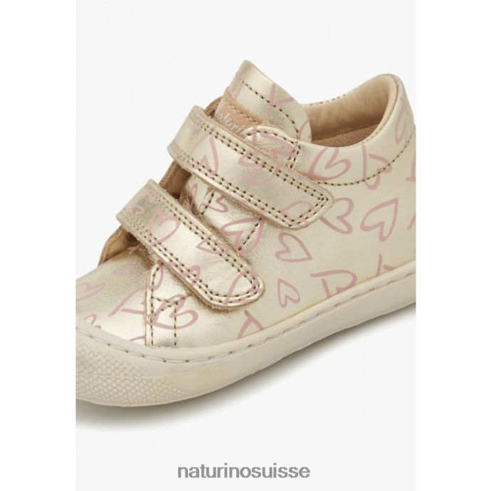 enfants cocon vl T88FLL168 Naturino chaussures premiers pas en cuir platine