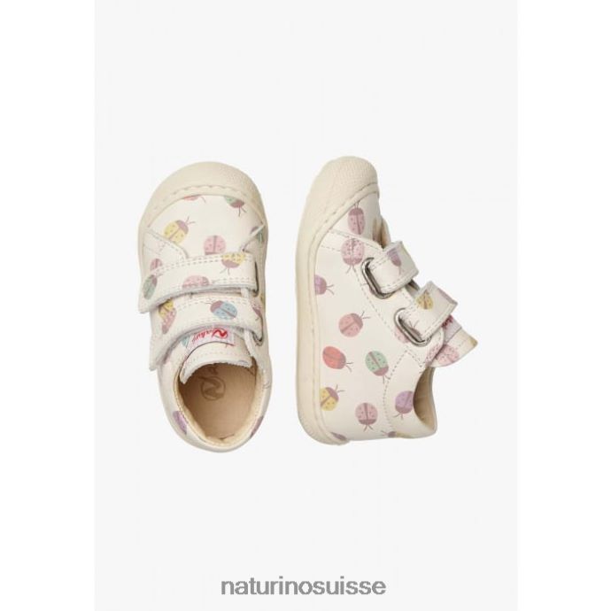 enfants cocon vl T88FLL175 Naturino chaussons pour tout-petits en cuir à imprimé coccinelle crème