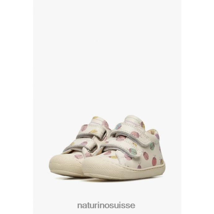 enfants cocon vl T88FLL175 Naturino chaussons pour tout-petits en cuir à imprimé coccinelle crème
