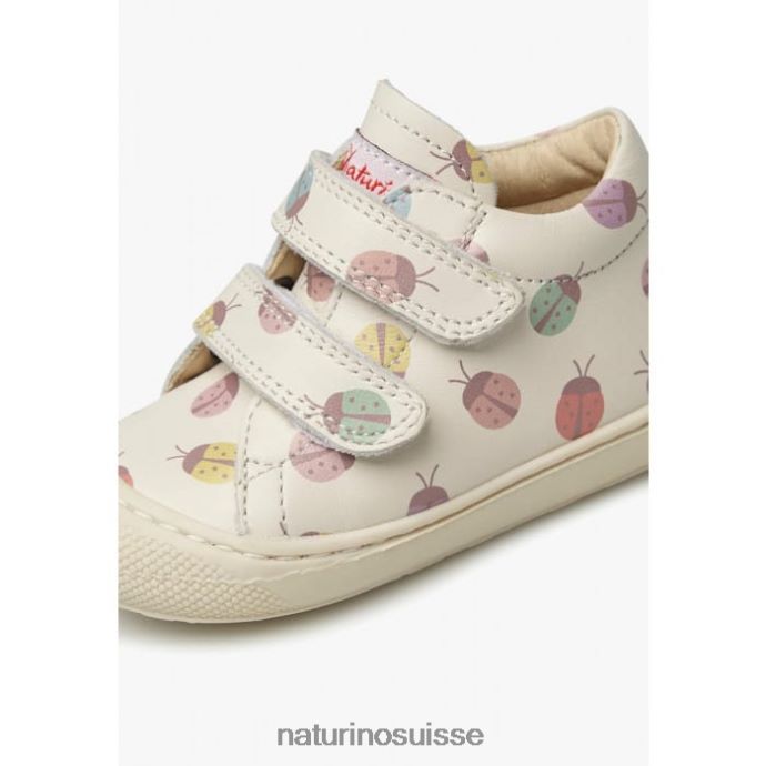 enfants cocon vl T88FLL175 Naturino chaussons pour tout-petits en cuir à imprimé coccinelle crème