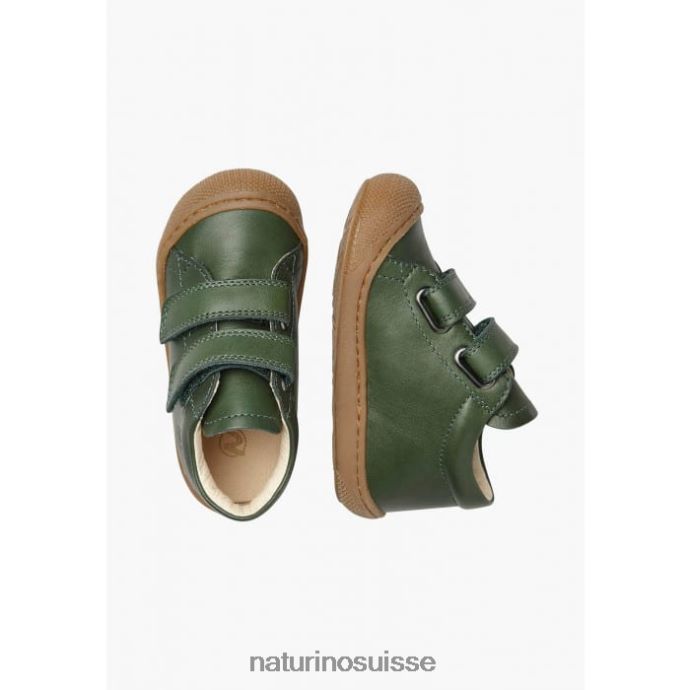 enfants cocon vl T88FLL187 Naturino chaussures premiers pas en cuir nappa vert foncé