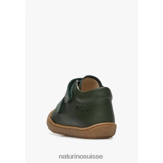 enfants cocon vl T88FLL187 Naturino chaussures premiers pas en cuir nappa vert foncé