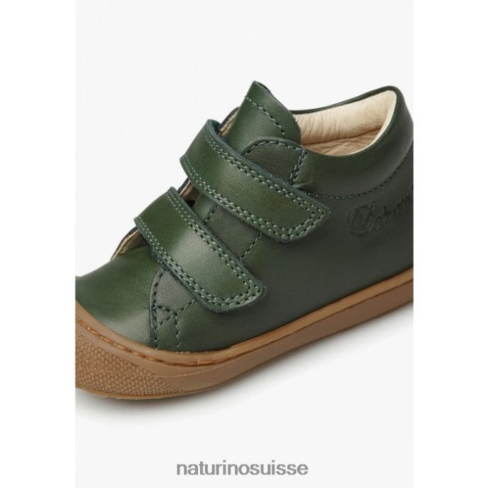enfants cocon vl T88FLL187 Naturino chaussures premiers pas en cuir nappa vert foncé