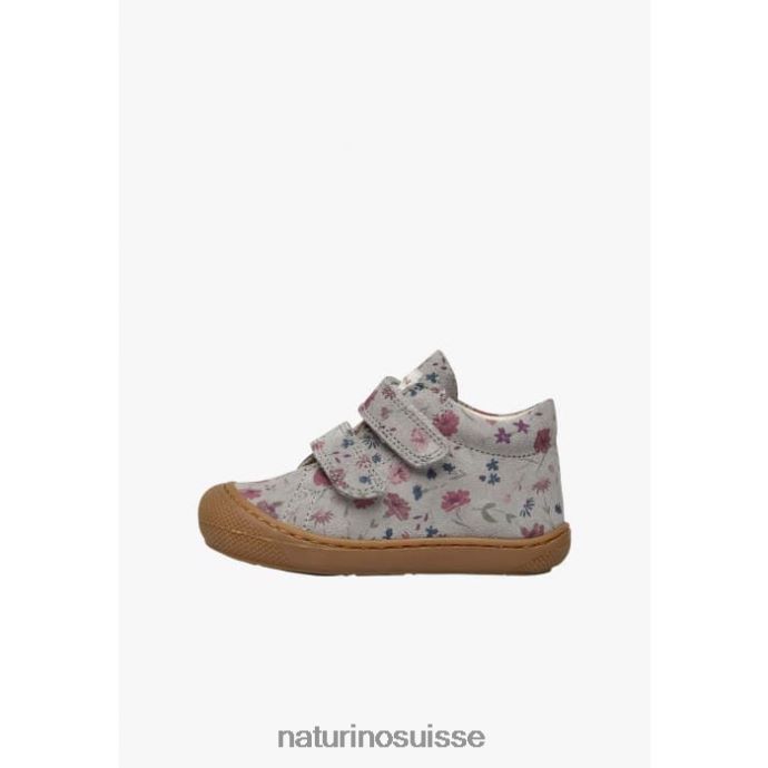 enfants cocon vl T88FLL189 Naturino chaussures premiers pas en suède imprimé fleurs gris