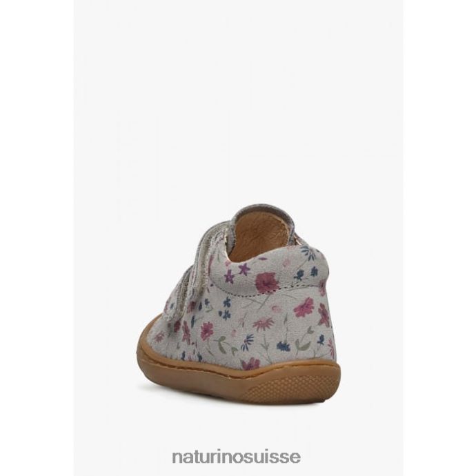 enfants cocon vl T88FLL189 Naturino chaussures premiers pas en suède imprimé fleurs gris