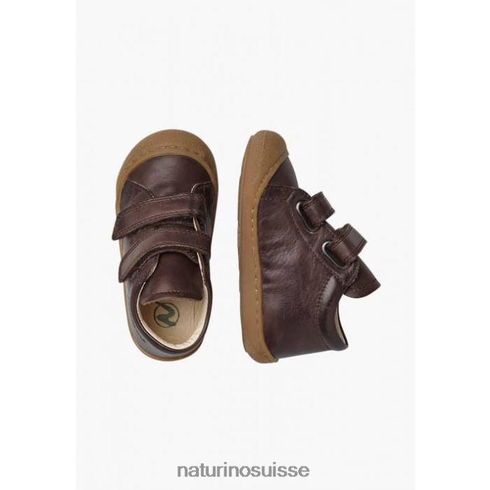 enfants cocon vl T88FLL195 Naturino chaussures premiers pas en cuir nappa marron foncé
