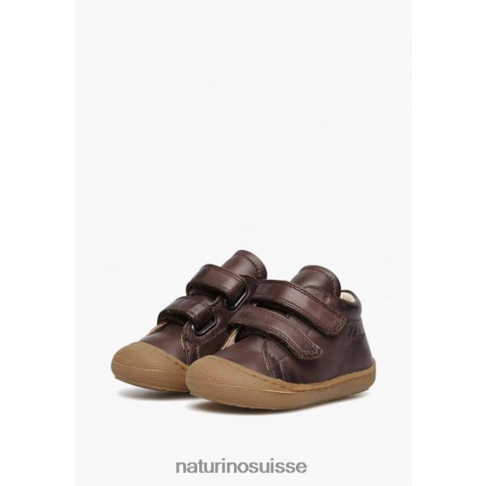 enfants cocon vl T88FLL195 Naturino chaussures premiers pas en cuir nappa marron foncé