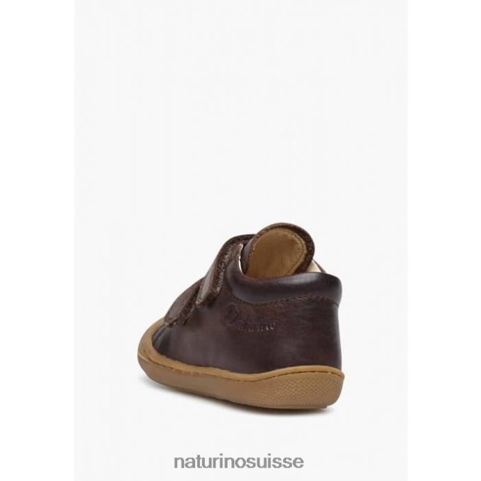 enfants cocon vl T88FLL195 Naturino chaussures premiers pas en cuir nappa marron foncé