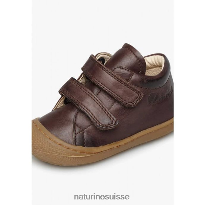enfants cocon vl T88FLL195 Naturino chaussures premiers pas en cuir nappa marron foncé