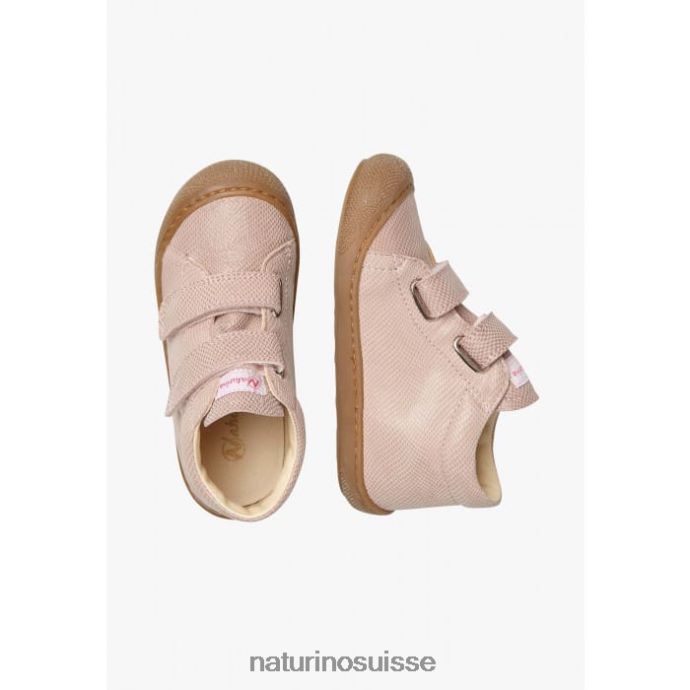 enfants cocon vl T88FLL214 Naturino bottines premiers pas en cuir imprimé reptile rose