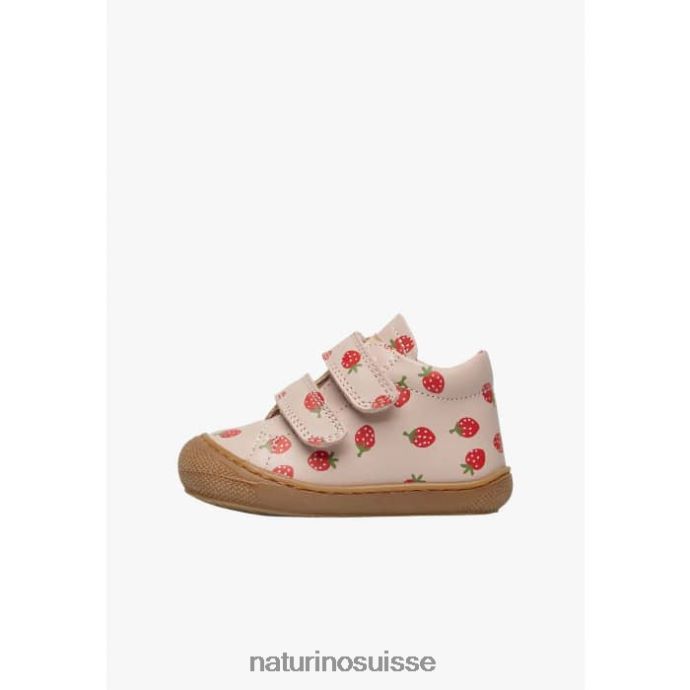 enfants cocon vl T88FLL57 Naturino chaussures pour tout-petits en cuir avec imprimé fraise rose poudré