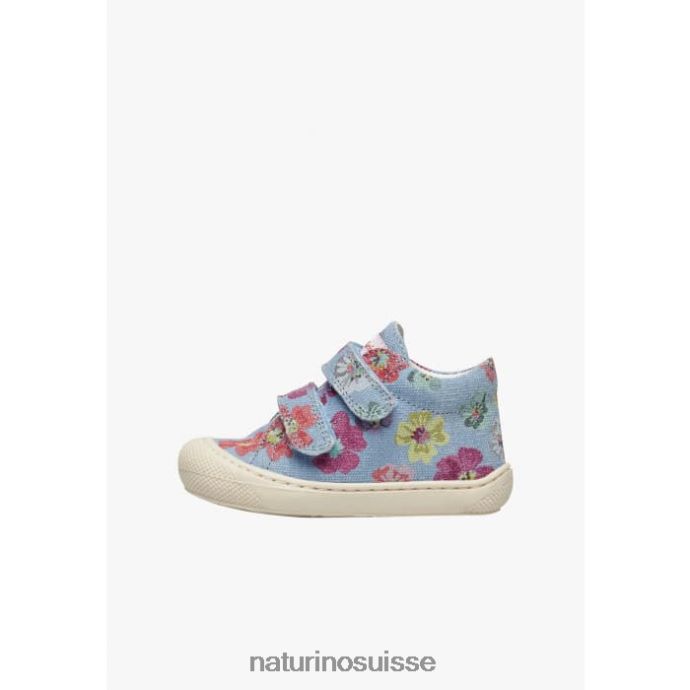 enfants cocon vl T88FLL67 Naturino chaussures premiers pas en tissu à imprimé fleuri bleu clair