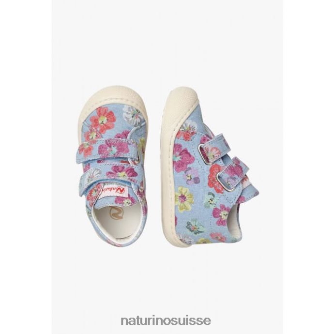enfants cocon vl T88FLL67 Naturino chaussures premiers pas en tissu à imprimé fleuri bleu clair