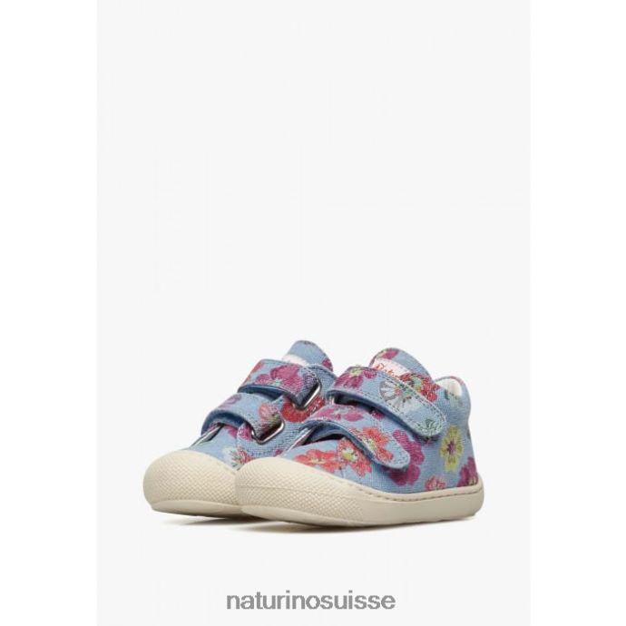 enfants cocon vl T88FLL67 Naturino chaussures premiers pas en tissu à imprimé fleuri bleu clair