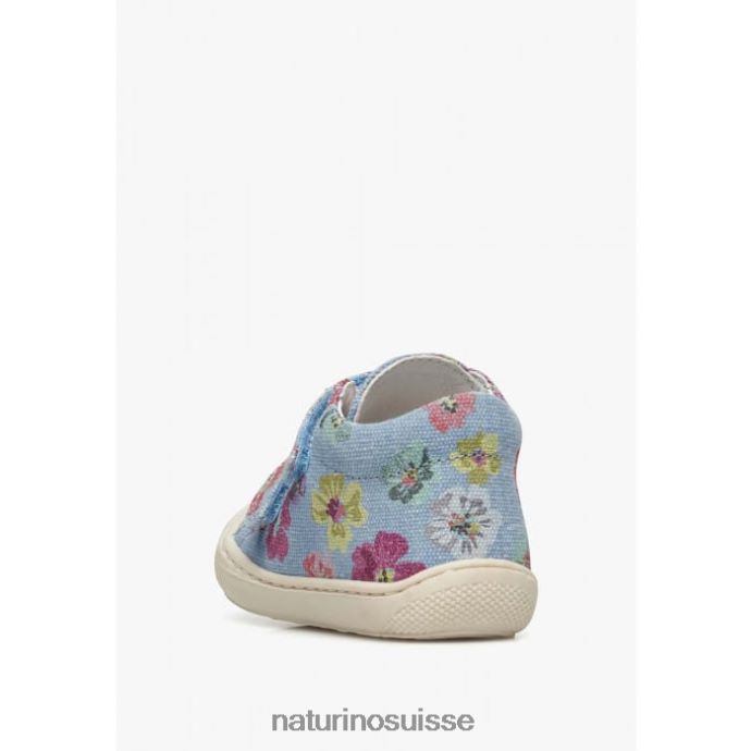 enfants cocon vl T88FLL67 Naturino chaussures premiers pas en tissu à imprimé fleuri bleu clair