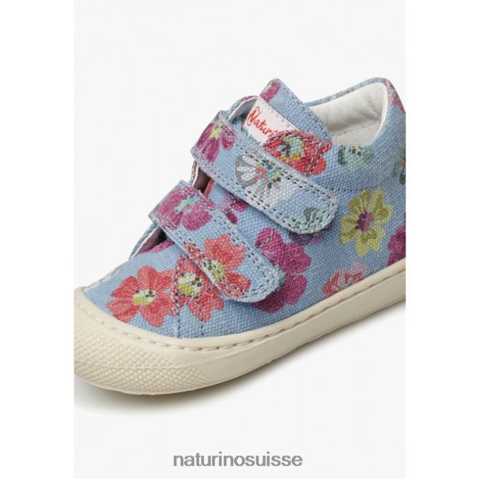 enfants cocon vl T88FLL67 Naturino chaussures premiers pas en tissu à imprimé fleuri bleu clair