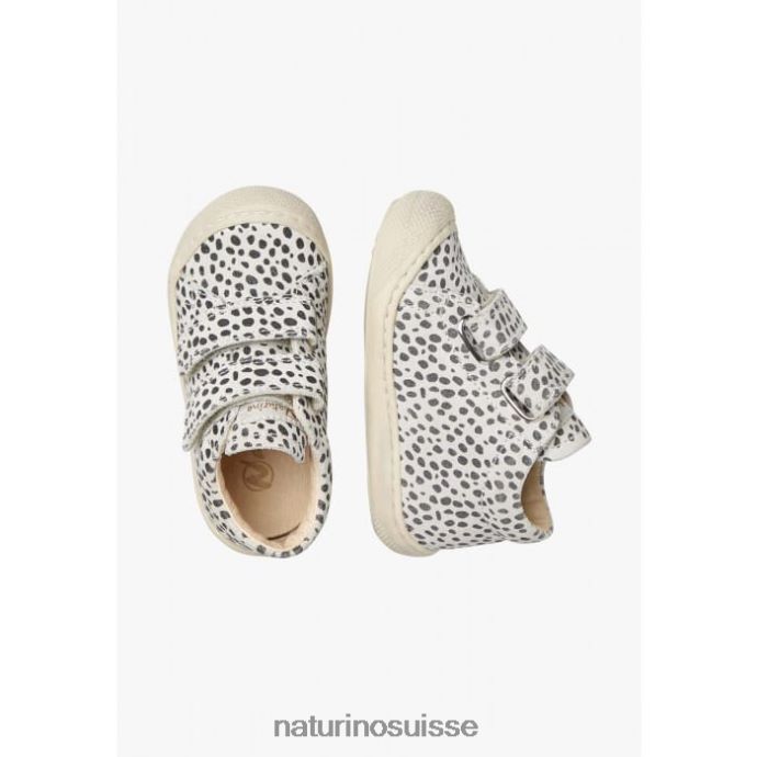 enfants cocon vl T88FLL93 Naturino chaussures premiers pas en suède imprimé poney blanc noir
