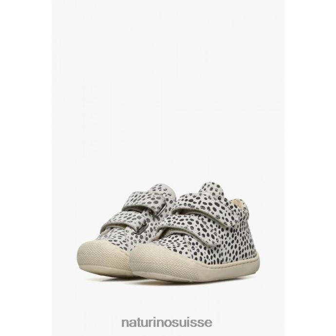 enfants cocon vl T88FLL93 Naturino chaussures premiers pas en suède imprimé poney blanc noir