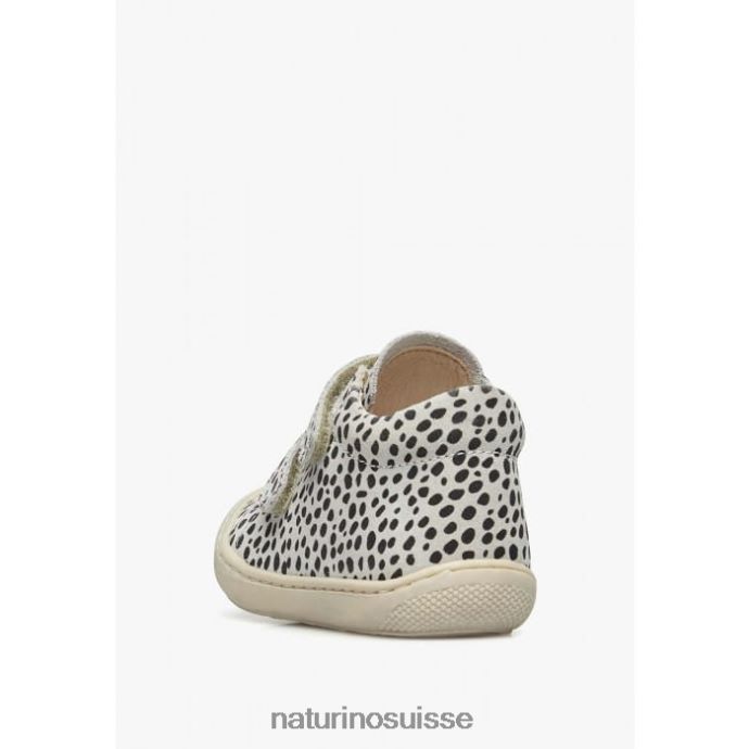 enfants cocon vl T88FLL93 Naturino chaussures premiers pas en suède imprimé poney blanc noir