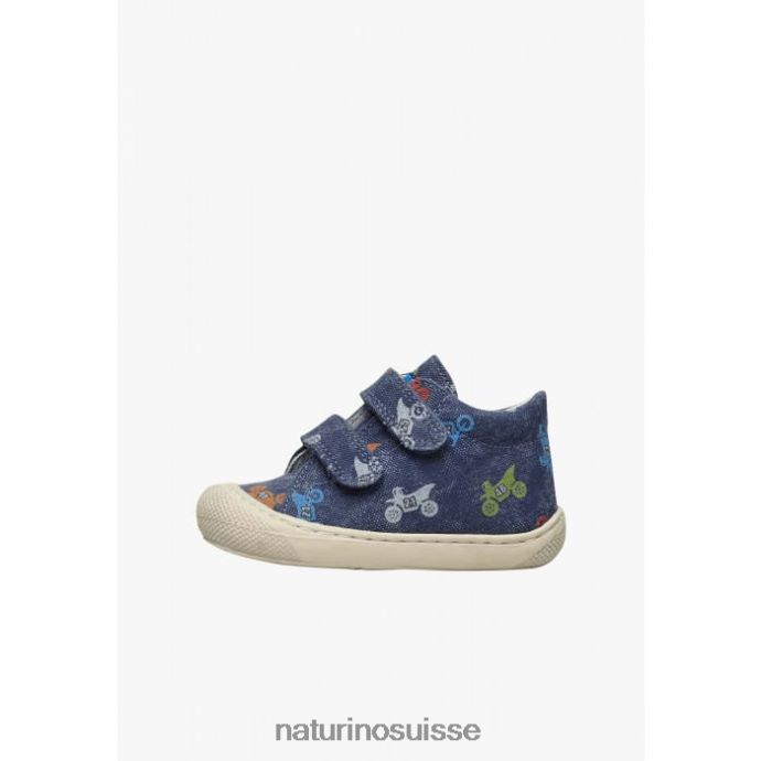 enfants cocon vl T88FLL94 Naturino chaussures premiers pas en tissu avec imprimé moto bleu