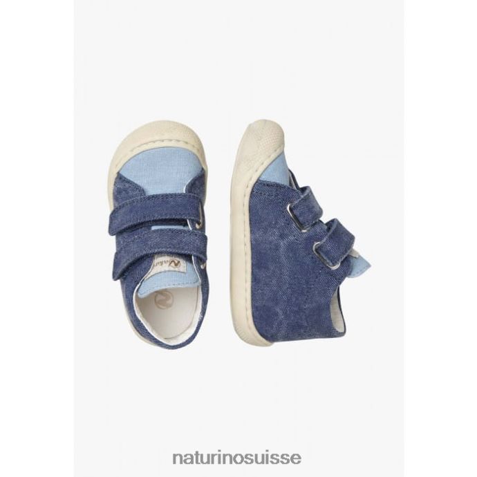 enfants cocon vl T88FLL97 Naturino chaussures premiers pas en toile bleu-ciel bleu