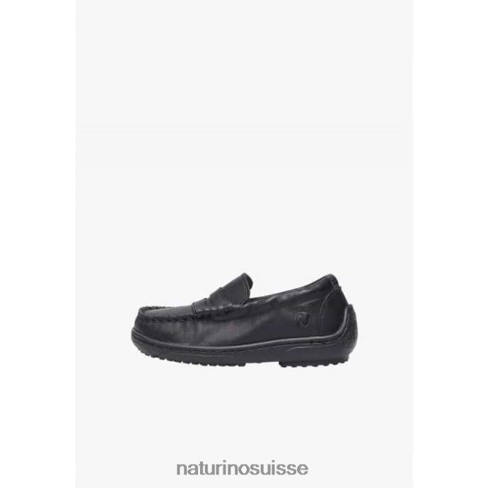 enfants polo états-unis T88FLL113 Naturino mocassins en cuir de veau noir