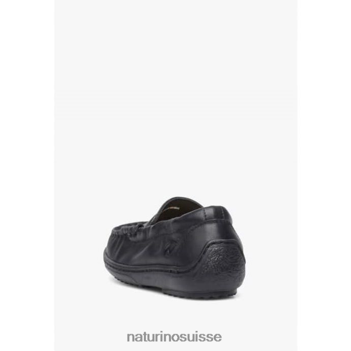 enfants polo états-unis T88FLL113 Naturino mocassins en cuir de veau noir