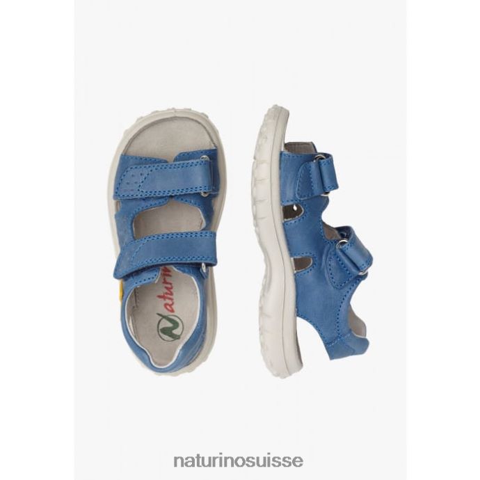 enfants Dock T88FLL542 Naturino sandales en cuir avec velcro bleu clair