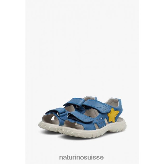 enfants Dock T88FLL542 Naturino sandales en cuir avec velcro bleu clair