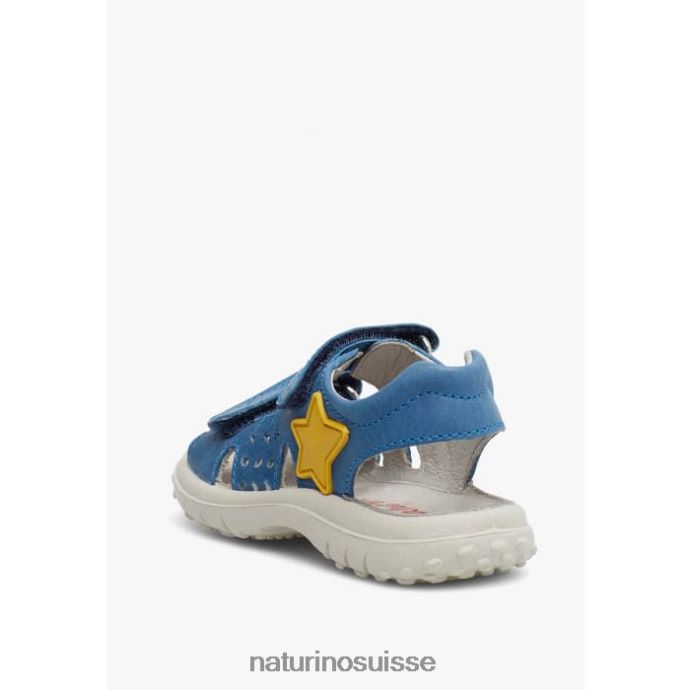 enfants Dock T88FLL542 Naturino sandales en cuir avec velcro bleu clair